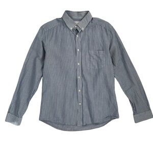 REISS Men's Linen Blend Blue White Striped Slim Fit Button Down Size L